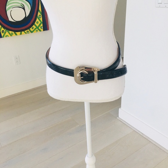 GUCCI WOMEN BELT PATENT LEATHER BLACK  GOLD SIZE 105 main image 12